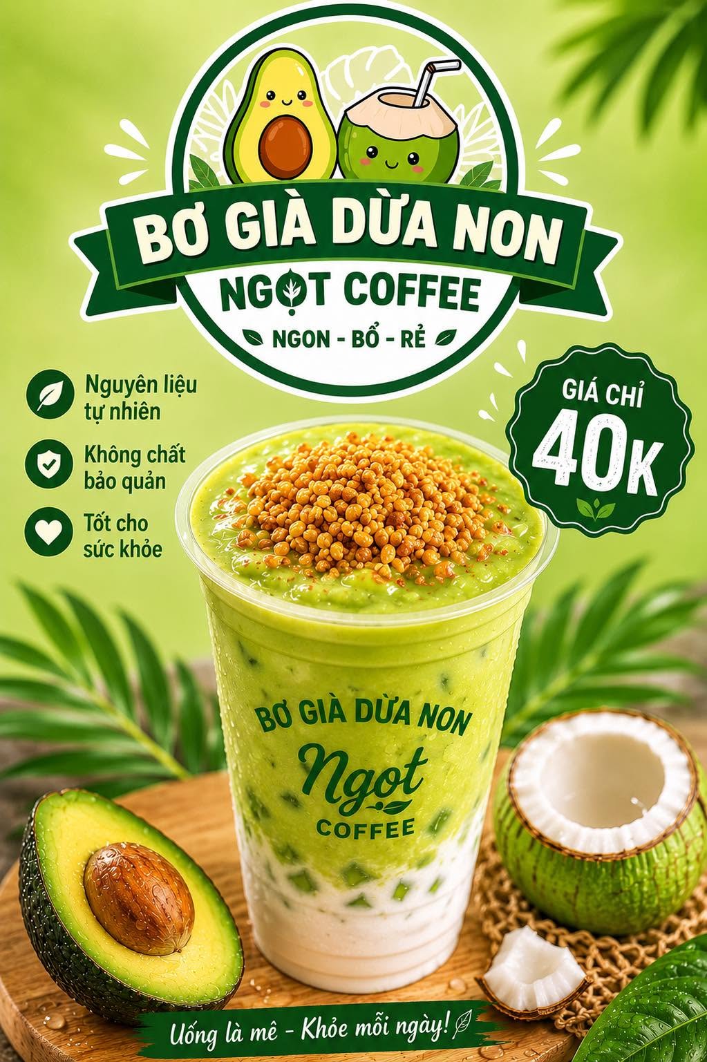 Bơ già dừa non